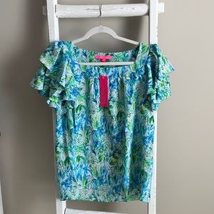 Lilly Pulitzer Devani Flounce Top-Size Medium